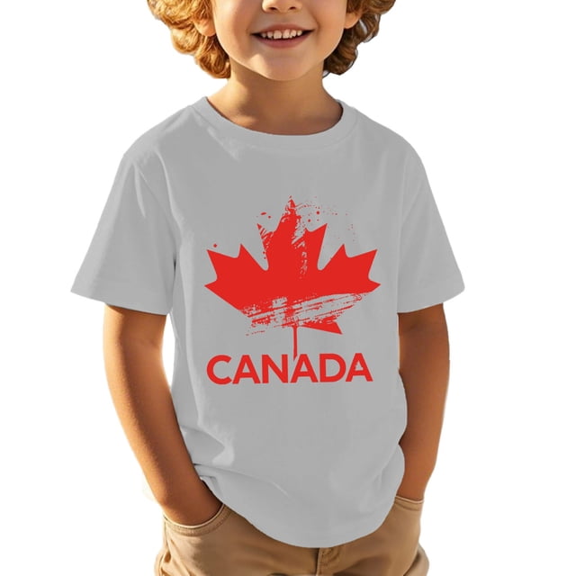 T-shirt Canada Filles Feuille d'Érable Canadienne Graphique Col Rond Manches Courtes Tee Enfants Fête du Canada 1st July Patriotic Feuille d'Érable Décontracté Filles Fierté du Canada Haut Graphique Décontracté