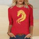 thumbnail image 1 of TaTaai Womens New Year 2026 Print Three Quarter Sleeve Round Neck Casual Top Holiday Celebration Blouse Festival Party Wear Gift, 1 of 5