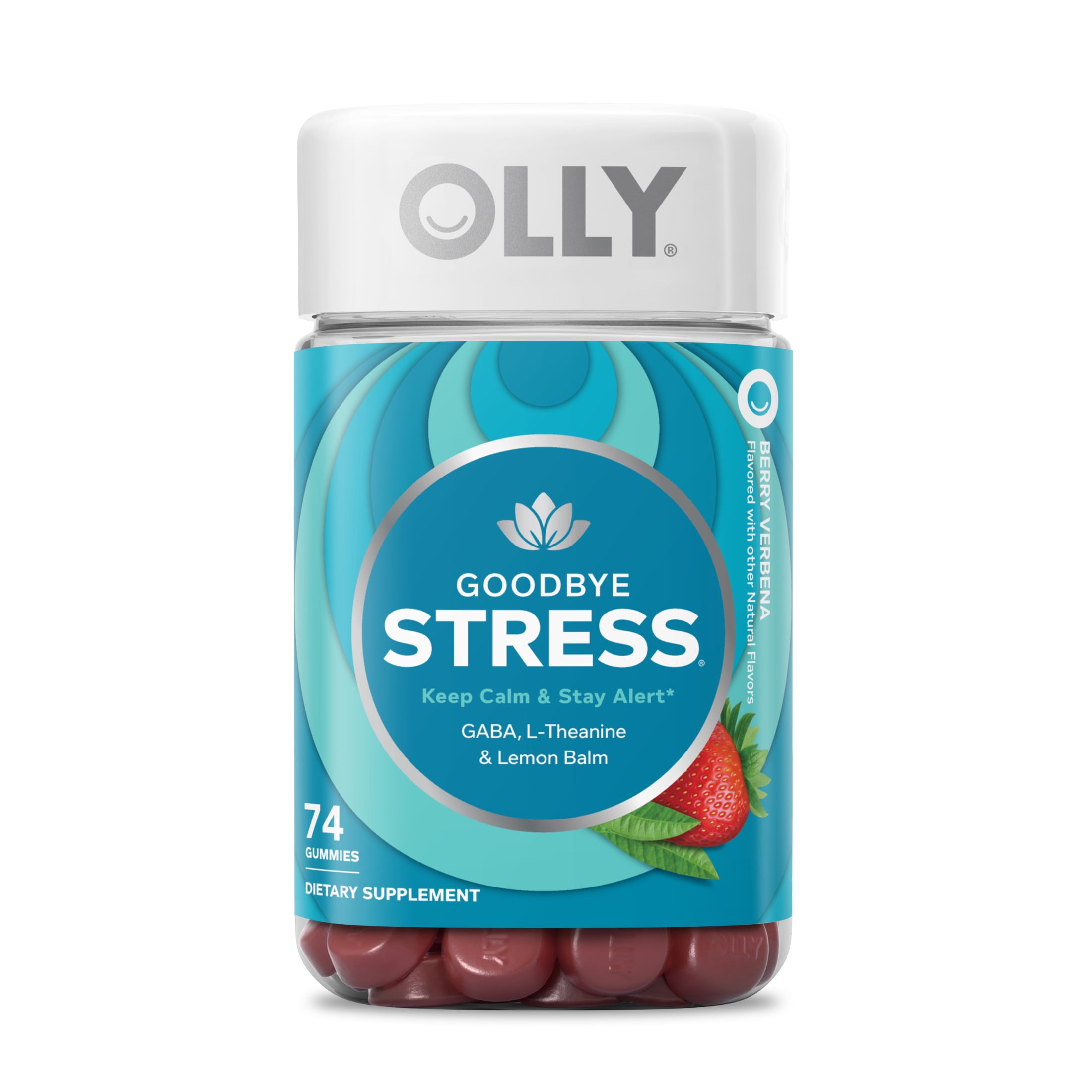 (3 pack) OLLY Goodbye Stress Gummy, Stress Support, GABA, L-Theanine, Berry Flavored, 74 Count