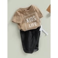 thumbnail image 3 of Bagilaanoe 2pcs Toddler Baby Boys Short Pants Set Short Sleeve Letter Print T-shirt Tops + Shorts 6M 12M 18M 24M 3T Kids Casual Summer Outfits, 3 of 9