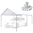 thumbnail image 1 of Cubierta de toldo para cochera 305 x 610 cm blanca de tela PE, 1 of 7