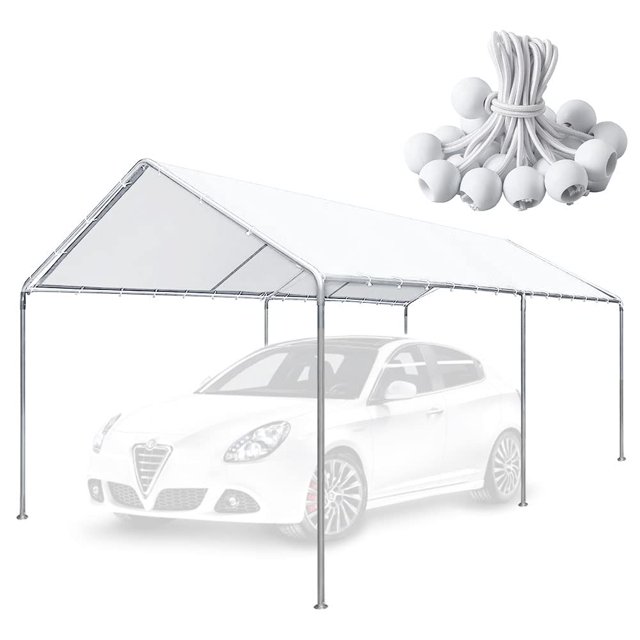 Cubierta de toldo para cochera 305 x 610 cm blanca de tela PE