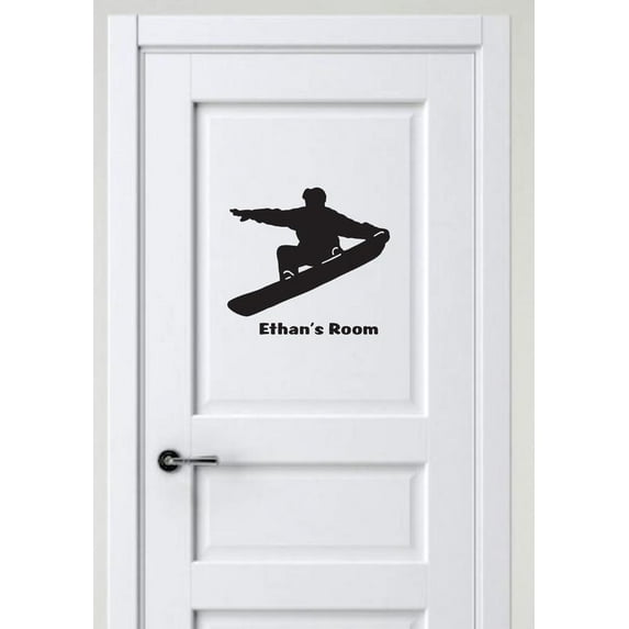 Personalized Name Vinyl Decal Sticker Custom Initial Wall Art Personalization Decor Snowboarding Person Children Bedroom 12 Inches X 15 Inches