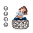 thumbnail image 2 of Tribal Storage Toy Bag Chair, Funky Aztec Geometric Peruvian Squares and Grungy Edgy Tiles Culture Graphic, Stuffed Animal Organizer Washable Bag, Large Size, Coconut and Black, by Ambesonne, 2 of 3