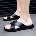 thumbnail image 2 of Men's Plus Size Solid Color Cross Strap Slide Sandals, Casual Outdoor Non-Slip Beach Slippers, Comfortable Walking Shoes for Men, Perfect for Summer Outings and Daily Wear, 2 of 9