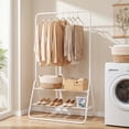 thumbnail image 4 of Costway Heavy Duty Clothes Rack Metal Garment Rack with Hanging Rod and Storage Shelves White, 4 of 10