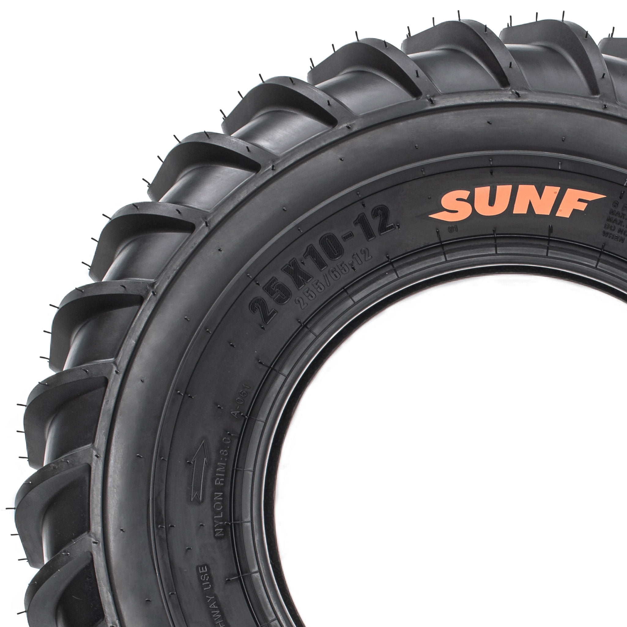 SunF ATV/UTV All Terrain Quad Tire 25x8-12 & 25x10-12 6 PR Tubeless A033 (Set of 4)
