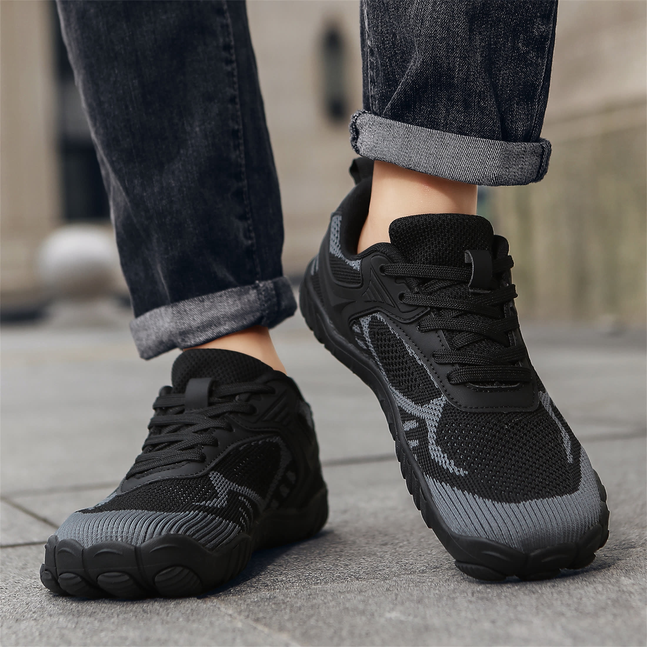 LASUDRAA Men Women Wide-Foot Barefoot Hiking Shoes, Lightweight Fly-Woven Trail Sneakers with Anti-Slip Sole for Walking & Fitness