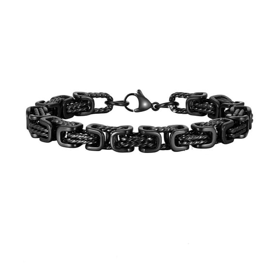 Stylish Steam Punk Chain Link Bracelets for Men : Waterproof Men's Twisted Stainless Steel Byzantine Bracelet Non Tarnish, Fashion Jewelry Silver/Antique Grey/Black