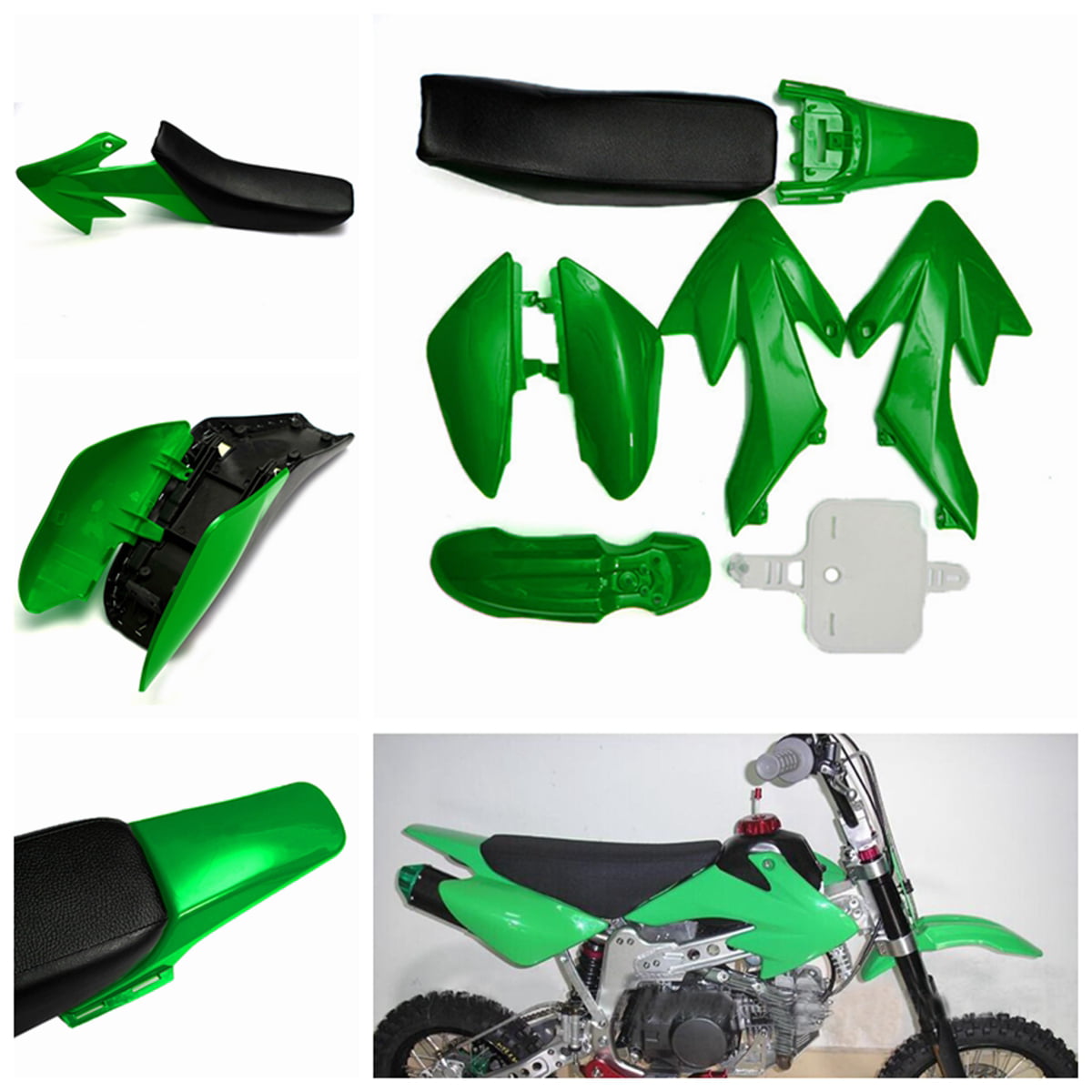 Motorcycle Motorcycle Diy Kits Green Bestlymood 8Pcs 50Cc 110Cc 125Cc 140Cc Plastic 4-Stroke Crf50 Pit Off-Road Bike Set Mudguard Seat 