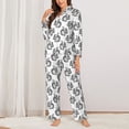 thumbnail image 2 of KLL Black Squirrel Print Women's Long Sleeve Pajamas with Pants Sleepwear Loungewear 2 Set-Medium, 2 of 7