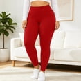 thumbnail image 5 of Plus Size Leggings for Women, High Waisted Black Super Soft Yoga Pants with Pockets, Petite to Plus Size Womens Leggings Non See Through, Workout Running Daily | TruHer,Red XL, 5 of 9