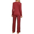 thumbnail image 3 of INSPIRE CHIC Women's Pajamas Set Long Sleeve Plaid Soft Pajamas Lounge Sets with Pockets L Red, 3 of 6
