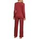 thumbnail image 3 of Conjunto de pijamas de mujer INSPIRE CHIC de manga larga, pijamas de cuadros suaves, conjuntos de lounge con bolsillos XS rojo, 3 of 6