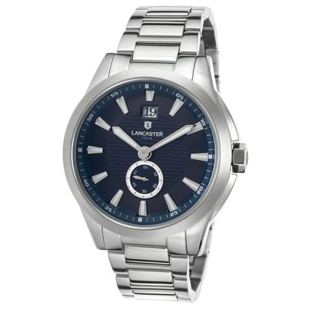 Lancaster Italy Ola0666t-Mb-Ss-Bl Men's Apollo Stainless Steel Navy Blue Dial Stainless Steel Watch