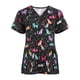 thumbnail image 1 of ICHUANYI Clearance Women Fashion Short Sleeve V-Neck Tops Working Printing Uniform Blouse T-Shirt Tops(Black, L) ICHUANYI WER2023080801205, 1 of 3