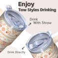 thumbnail image 4 of 20oz Travel Cup with Lid and Straw, Bohemian Stainless Steel Insulated Coffee Mug, Double Wall Vacuum Tumbler, Leakproof Thermal, 4 of 5