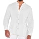 thumbnail image 3 of Camisas De Vestir Para Hombre 5xl Camisa holgada de talla grande informal sólida de lino y algodón de verano para hombre camisa de manga larga con cuello levantado para hombre (White, XL), 3 of 7