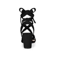 thumbnail image 3 of BLISSFUL STEP Women's Open Toe Crisscross Lace Up Block Heel Sandals Black 5.5, 3 of 8
