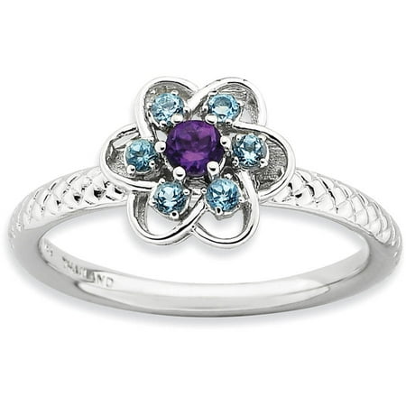 Stackable Expressions Amethyst and Blue Topaz Sterling Silver Stackable Ring