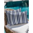 thumbnail image 3 of Outdoor Pillows Waterproof, Navy Blue Striped Throw Pillows with Inserts Included, Farmhouse Stripes Modern Geometric Indoor Outdoor Decorative Lumbar Pillow for Bed/Couch/Patio 12"x20", 2Pcs, 3 of 8