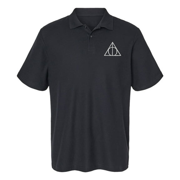 Harry Potter Deathly Hallows Symbol Cotton Polo Shirt, Black, Small