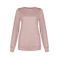 thumbnail image 3 of Fangasis Women T-shirt Solid Color Sweatshirt Crew Neck Pullover Ladies Loose Fit Tops Warm Fall Pink L, 3 of 8