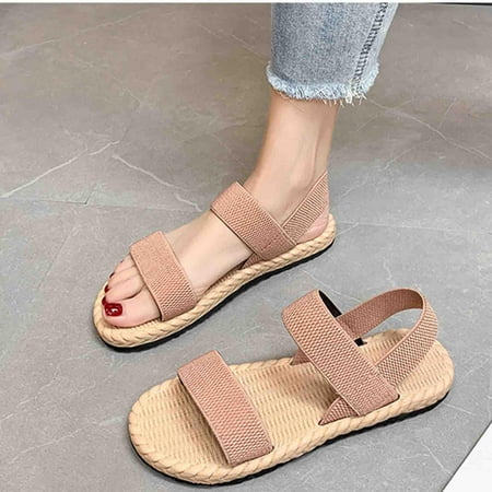 

AXXD Pink Sandals for Women Clearance Under $10 Summer Flat Bottomed Mules Soft Bottomed Straight Line Sandals And