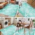 thumbnail image 5 of Area Rug for Living Room, Teal Ombre Coastal Non-Slip Indoor Large Carpet for Bedroom/Dining Room, Nautical Beach Starfish Coral Summer Washable Low-Profile Rectangle Floor Runner Rugs - 4 x 6 Ft, 5 of 8