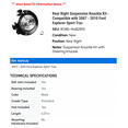 thumbnail image 2 of Rear Right Suspension Knuckle Kit - Compatible with 2007 - 2010 Ford Explorer Sport Trac 2008 2009, 2 of 2