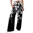 thumbnail image 1 of Pantalones afelpados Gibobby para mujer palazzo pierna ancha cintura alta estampado Negro S, 1 of 4