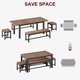 thumbnail image 5 of QinaQin Juego de comedor extensible para 4 a 8 personas con 2 bancas y 2 bancos, mesa rectangular de madera con estructura metálica resistente, 5 of 8