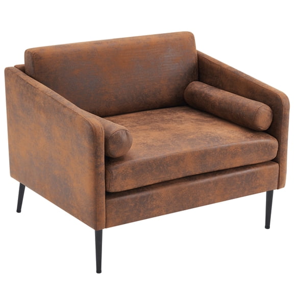97*71*74cm 1.5 Seats Hot Stamping Cloth Surrounding Chair With Pillow Indoor Circle Chair Dark Brown