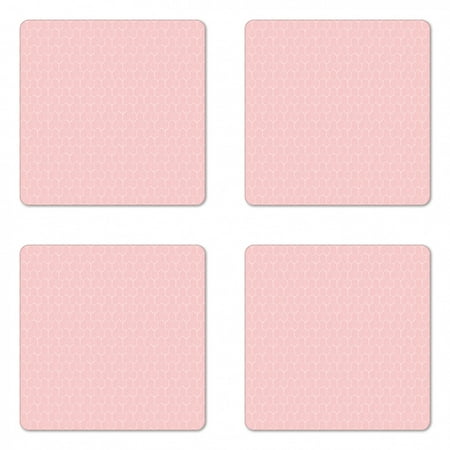 

Geometrical Coaster Set of 4 Monochromatic Polygon Repetition with Hexagon Shapes Square Hardboard Gloss Coasters Standard Size Pastel Pink and White by Ambesonne