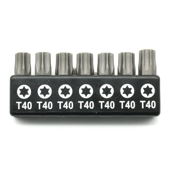 TMAX 7 pc T40 Torx Star 6 Point T-40 Screwdriver Impact Ready 1 Inch Length Insert Bits Hex Shank with Quick Release Slot