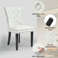 thumbnail image 2 of Foredo PU Leather Dining Chairs Set of 2, Tufted Upholstered Dining Room Chair with Pull Ring and Solid Wood Legs, White, 2 of 7