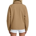 thumbnail image 4 of TEAJOPSUU Women's Collared Zip Up Jackets Long Sleeve Jackets with Side Zipper Pockets Loose Fit Casual Fall Jackets Blouses Khaki, 4 of 6