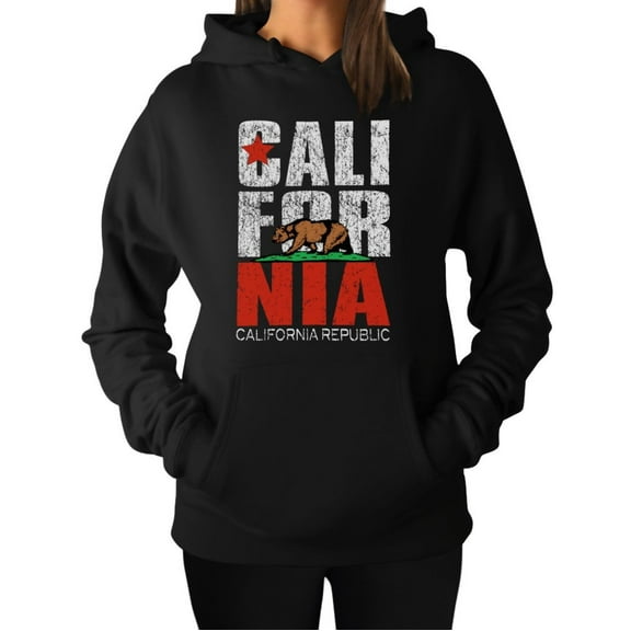 California Republic Women's Hoodie - Retro California Flag Pullover - Soft, Warm, and Comfortable - Perfect Birthday Gift - Celebrate Californian Pride in Style - Black Small