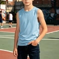 thumbnail image 2 of justHIGH Boys Cotton Tank Tops Kids Summer Sleeveless T-Shirts Casual Loose Fit Crew Neck Shirts Plain Basic Tees 3-14 Years Sky Blue,9-10 Years, 2 of 7