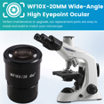 thumbnail image 4 of 2PCS WF10X-20MM Wide-Angle High Eyepoint Ocular for Binocular Trinocular Stereo Microscope Installation Interface, 4 of 8