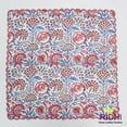 thumbnail image 4 of Pigeon Blue, Flamingo Pink on White Flower Design Indian Hand Block Printed Cotton Napkins, 9x9"- Cocktail Napkins, 20x20"- Dinner Napkins, 4 of 4