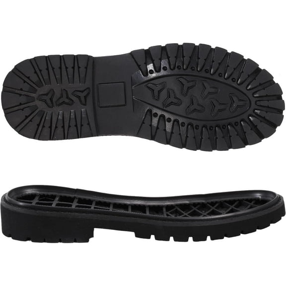 Shoe Replacement Rubber Full Out Sole A Pair Leather Shoes Wear Resistant Shoes Sole Raised Shoes Sole for Work Shoes and Boots Black
