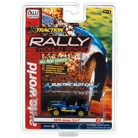 Auto World Xtraction Rally World Sc80 R3 Slot Car 1979 Jeep Cj-7 Blue Sr B