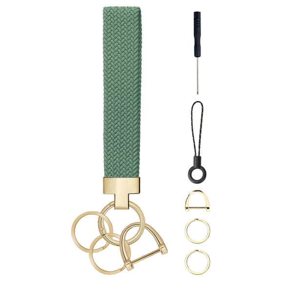 Januofit Keychain Wristlet, Stretchy Key Chain for Car Keys with 2 Keyrings and D ring, Cute Wrist Lanyard for Women Men