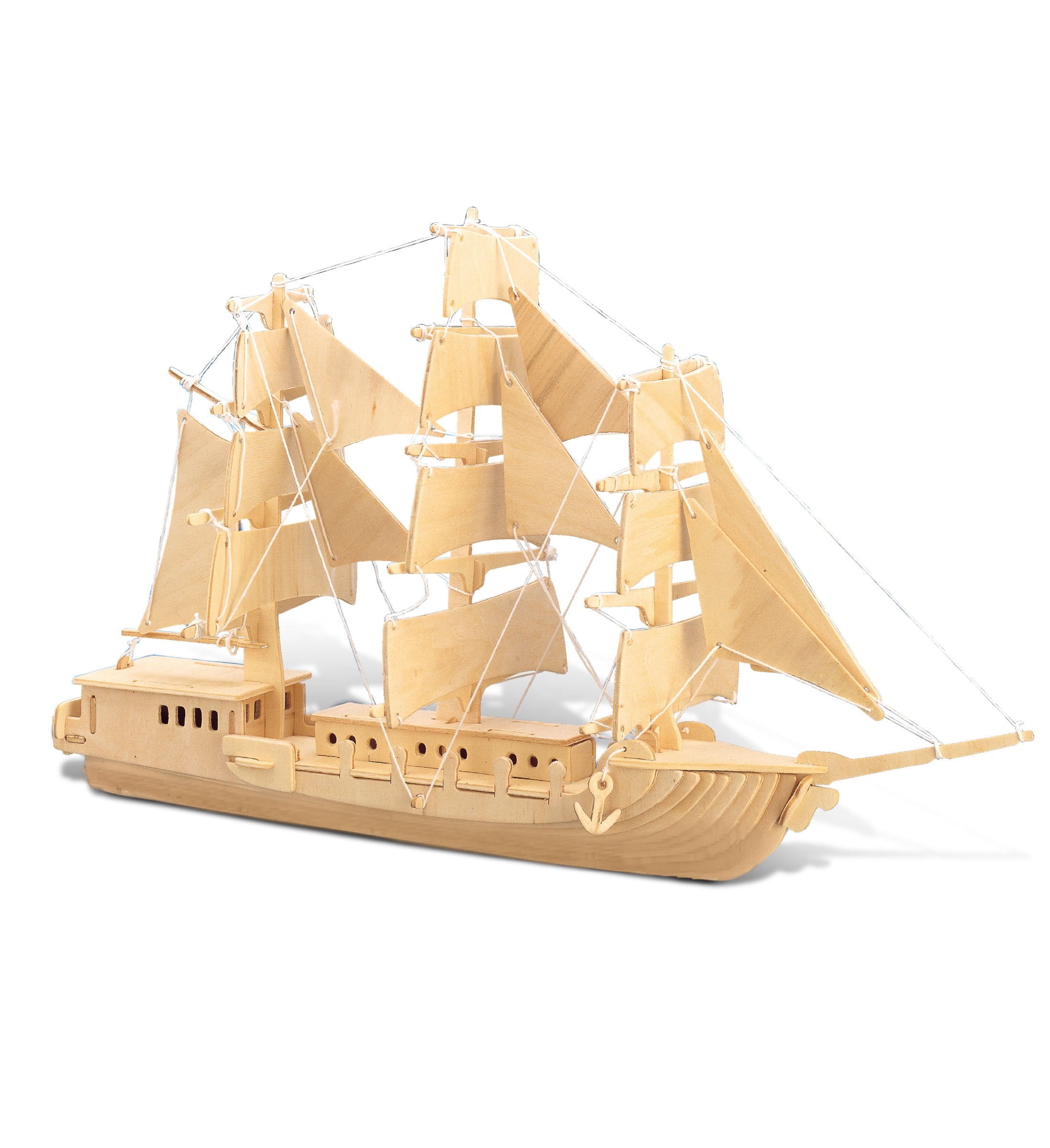 3D Wooden Jigsaw Puzzle Sailboat Model Woodcraft Kids Game Kit DIY Toy H