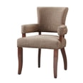 thumbnail image 3 of Solid Wood Arm Dining Chair | Espresso Finish with Brass Nailhead Detail | Upholstered Polyester Blend Seat | 24"W x 25.5"D x 35"H | Brown | For Dining Room &amp; Living Room, 3 of 7