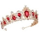 thumbnail image 5 of Corona de novia barroca, tocado de boda retro, accesorio para el cabello de fiesta para mujer (rojo y dorado), 5 of 7