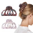 thumbnail image 1 of Shinowa - Pinzas para el pelo, 2 unidades, estilo bohemio, con forma de concha de tortuga, pinzas para el pelo, sujeción fuerte, pinzas grandes para pelo grueso, accesorios para el pelo para mujeres y, 1 of 5