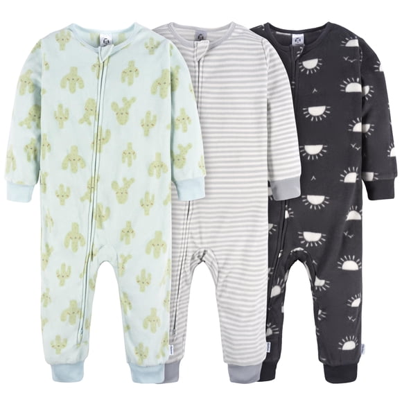 Pijamas Gerber para niño pequeño de fleece sin pies, paquete de 3, 18 meses