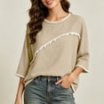 thumbnail image 2 of Jinhomg Ladies 3/4 Sleeve Blouses Cotton Blend Tops with Frayed Edge Lightweight Business Casual Summer Outfits for Women 2026 Khaki,XL, 2 of 9